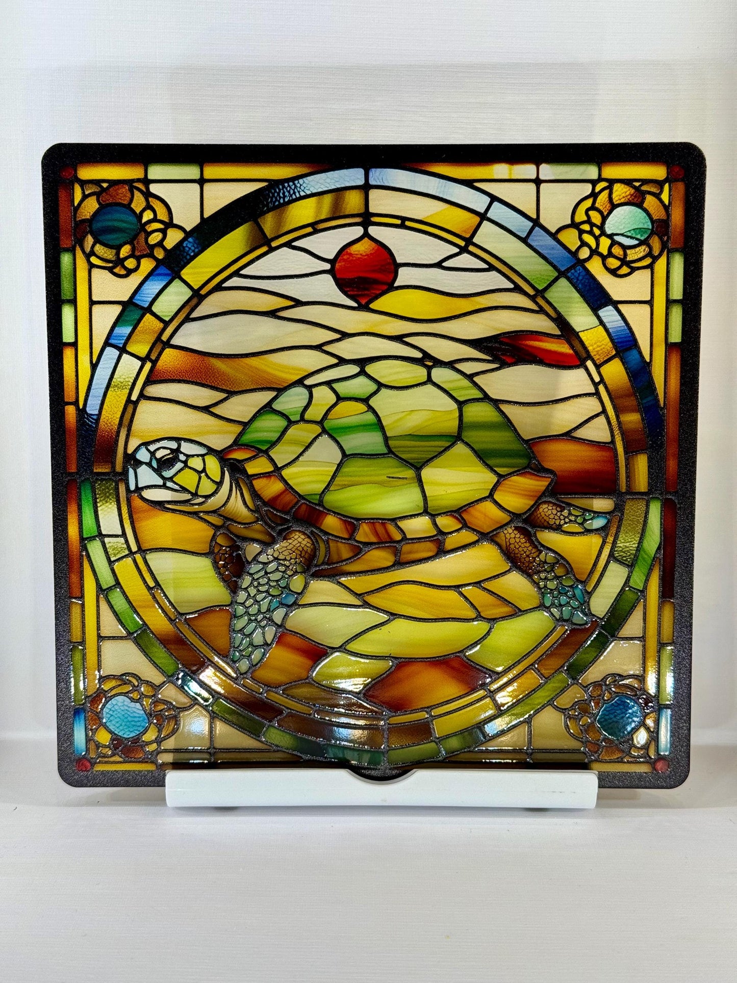 Vitrail La Tortue – Décoration de Vitre – Cadeau Original pour Amoureux des Tortues