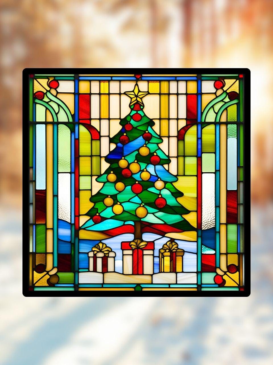Vitrail Le Sapin de Noël – Décoration de Vitre Festive – Cadeau Original pour les Fêtes de Fin d'Année
