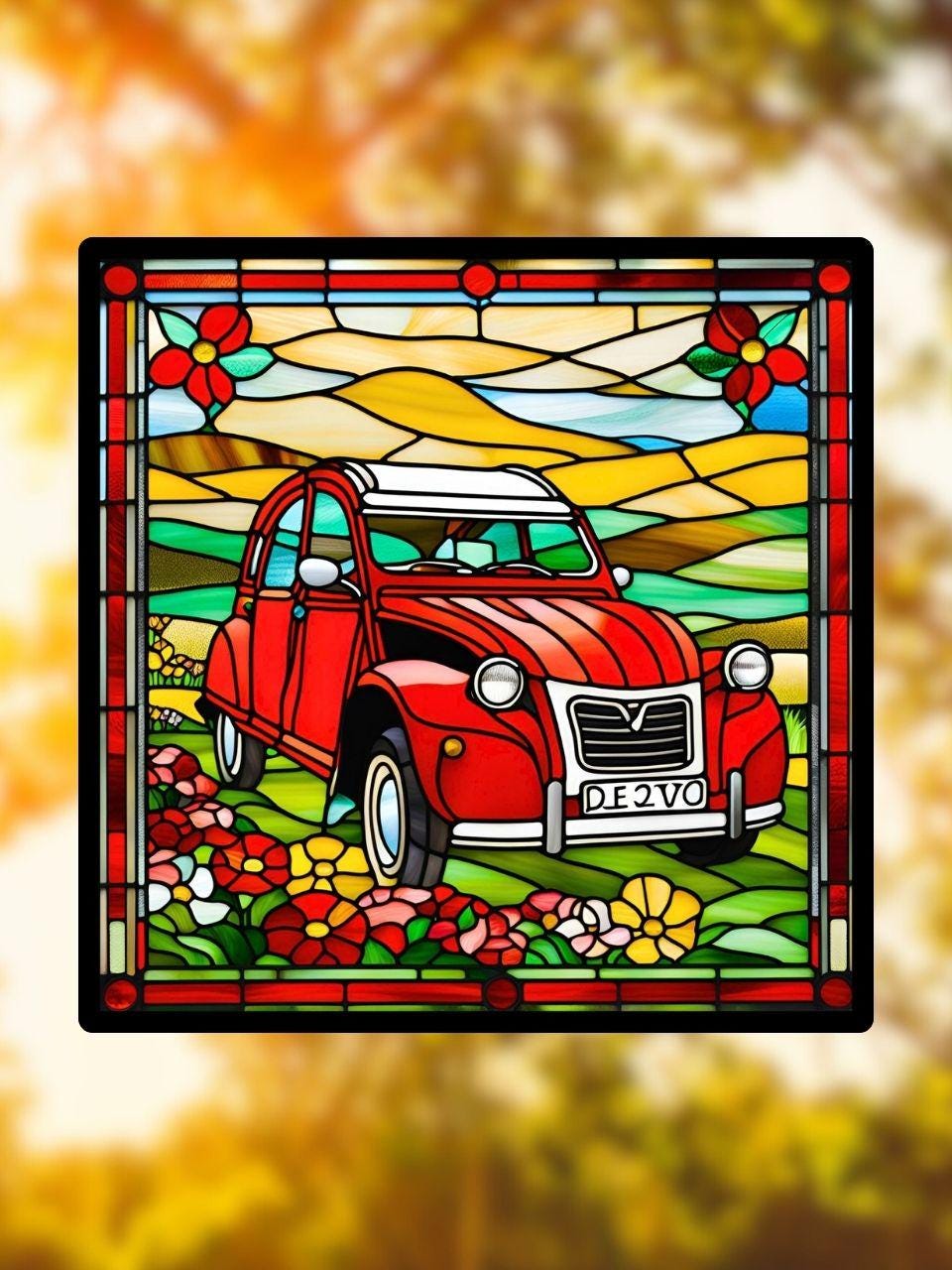 Vitrail voiture Citroën 2cv