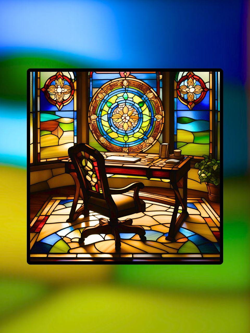 Vitrail carré visuel sur mesure