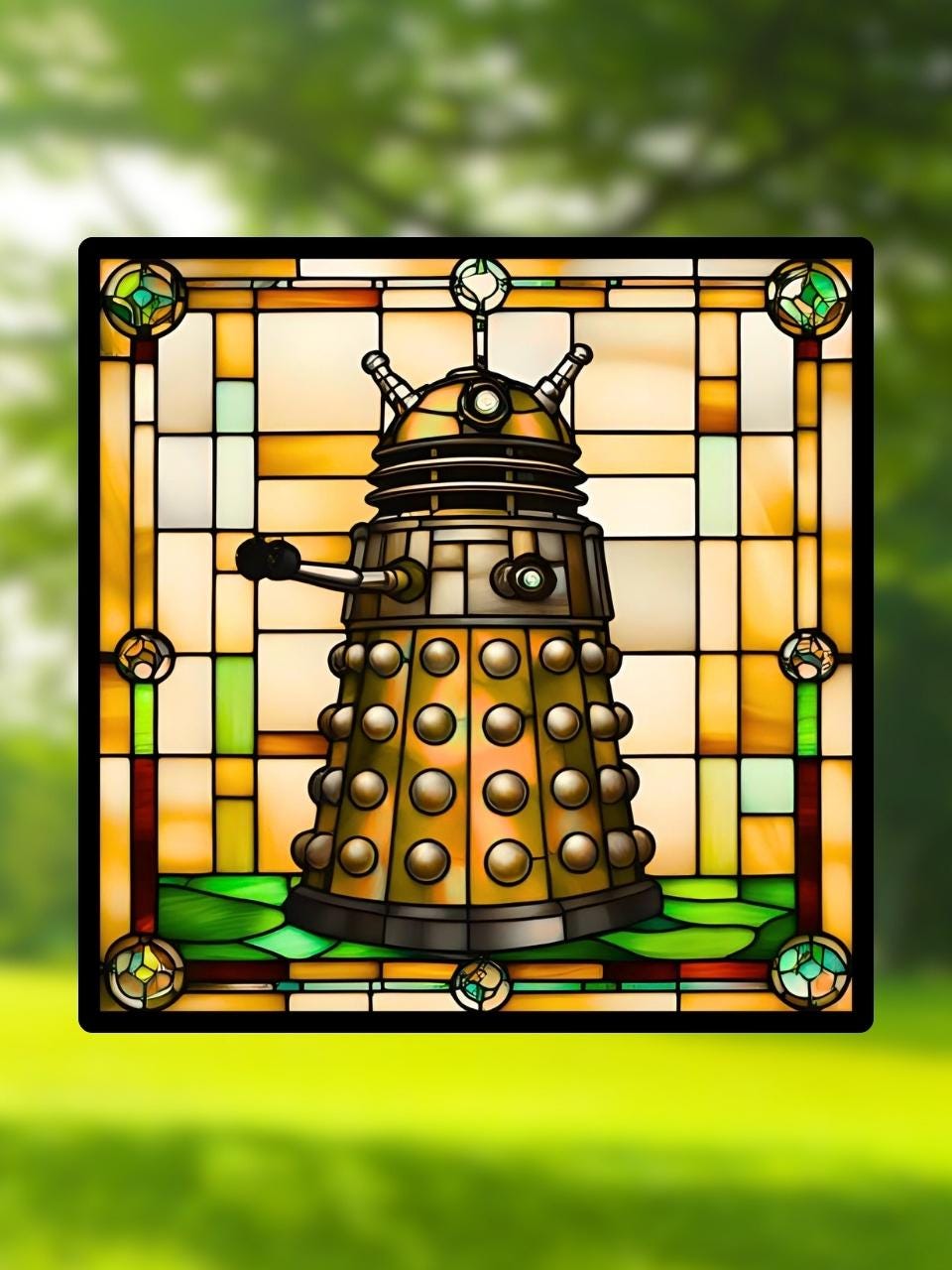 Vitrail Le dalek – Décoration de Vitre Inspirée de Doctor Who – Cadeau Original pour Fans de Science-Fiction