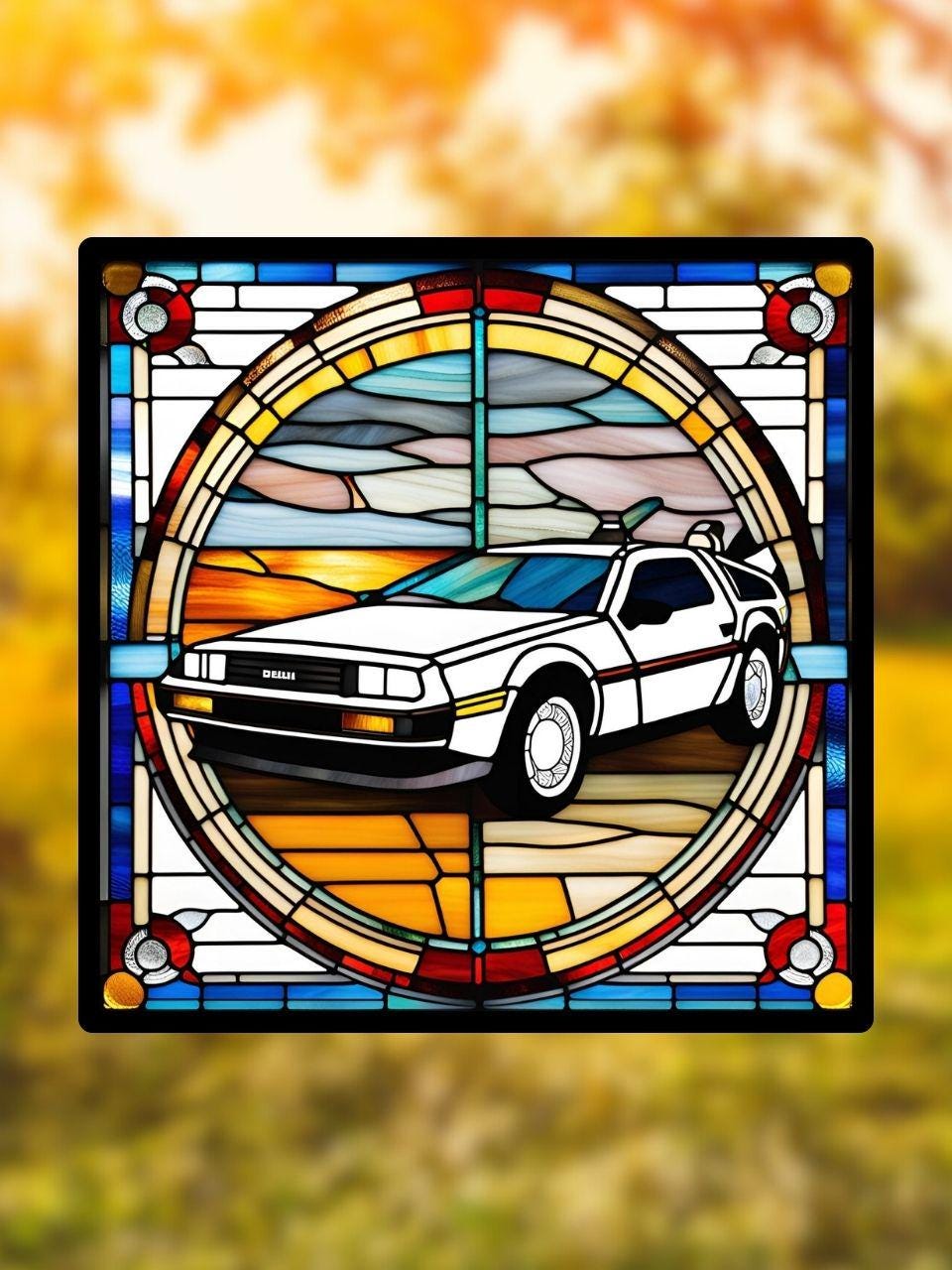 Vitrail voiture delorean