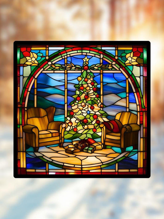 Vitrail Le Sapin de Noël – Décoration de Vitre Festive – Cadeau Original pour les Fêtes de Fin d'Année