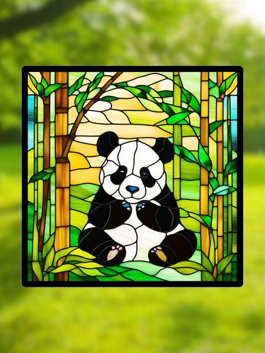 Vitrail Le Panda – Décoration de Vitre Inspirée de la Nature – Cadeau Original pour Amoureux des Pandas