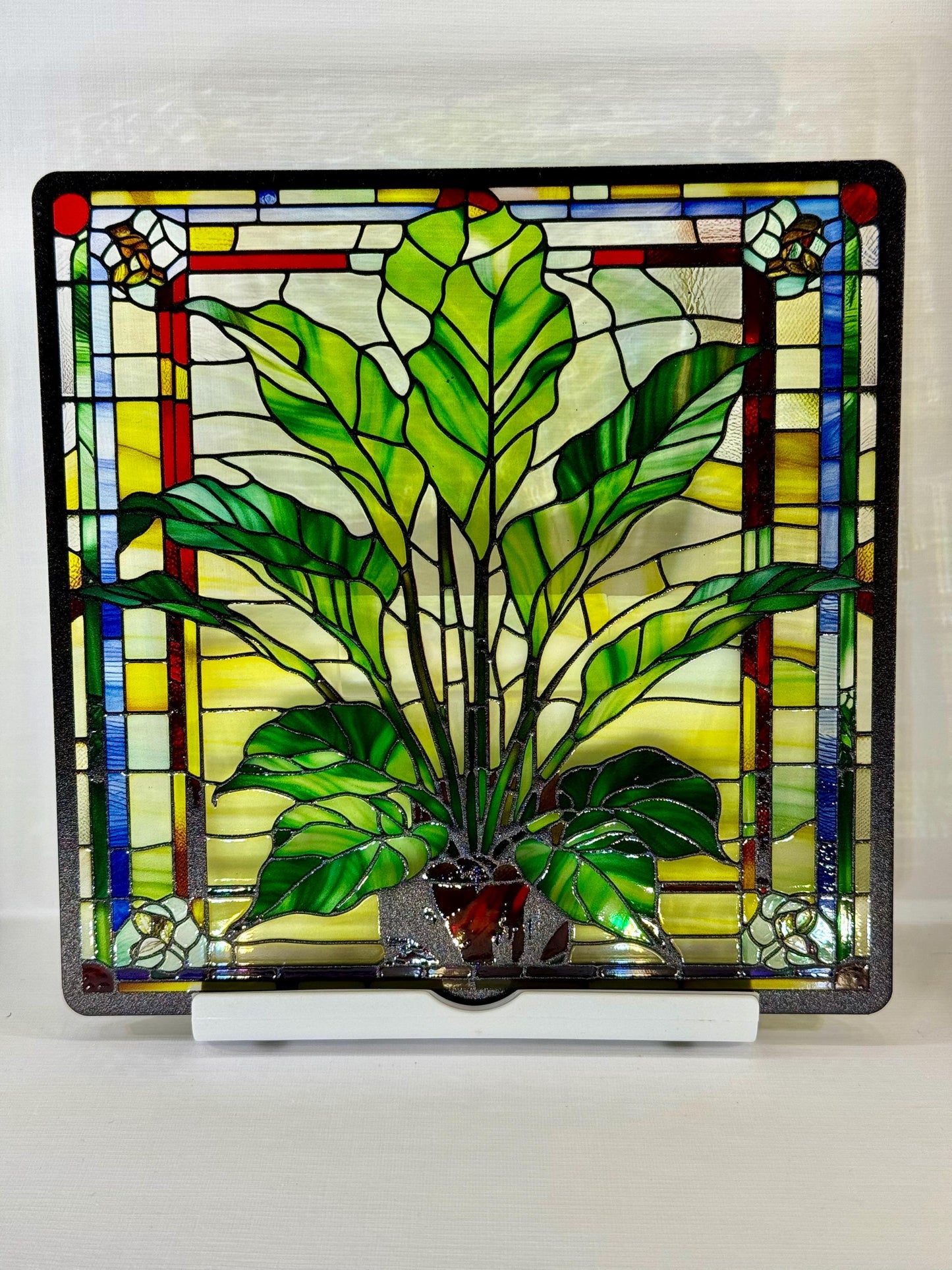 Vitrail Alocasia – Plante Tropicale – Décoration de Vitre Botanique – Cadeau Nature