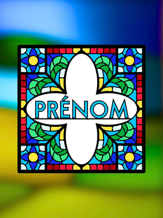 Vitrail le Prénom tréfle 145x145mm