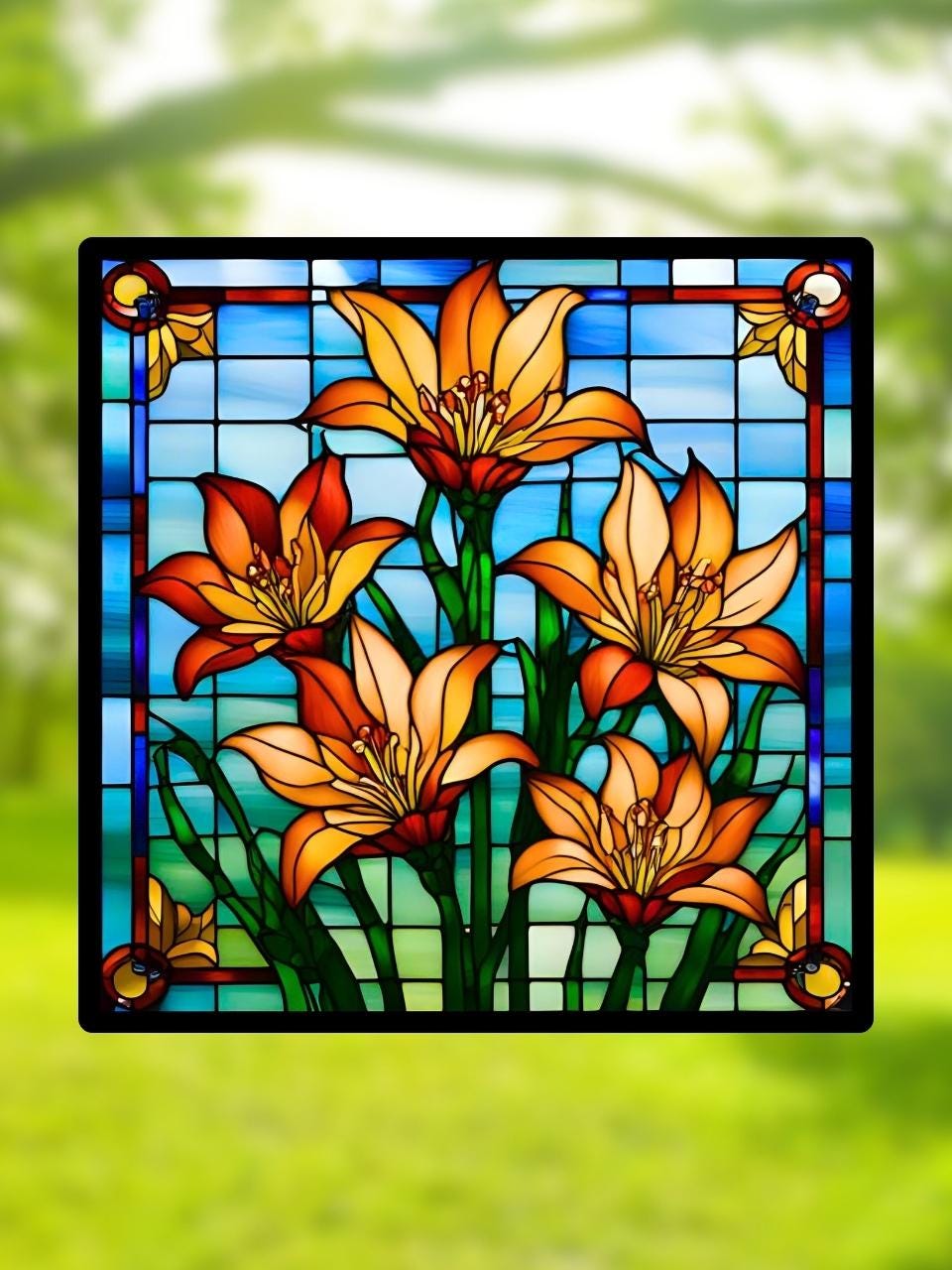 itrail fleurs de lys en coloré – Déco florale artisanale pour fenêtre