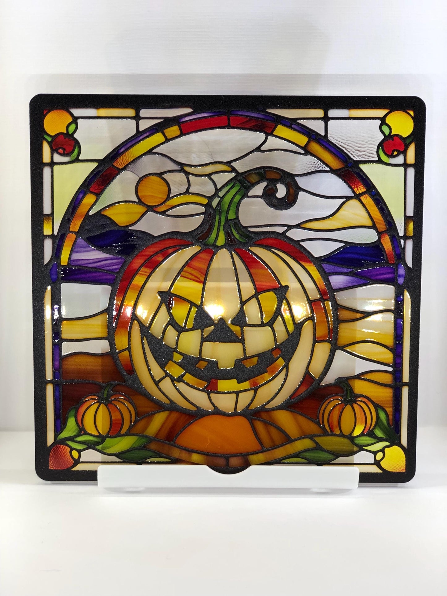 Vitrail Citrouille d’Halloween – Décoration de Vitre Lumineuse – Cadeau Original pour Passionnés de l’Univers Halloweenesque